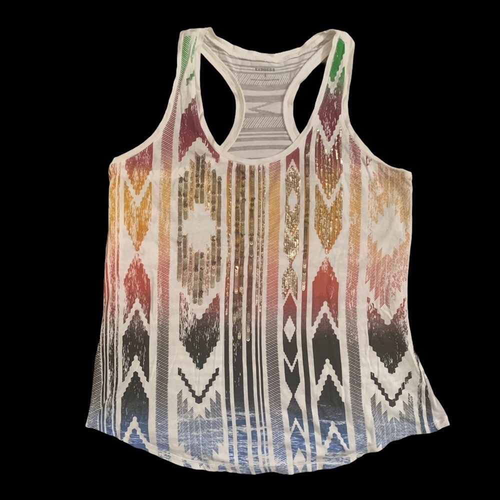 Express Racerback Tank Top Aztec Sequin Boho M